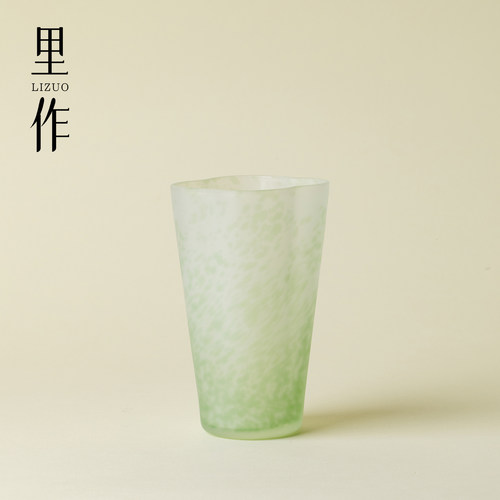 里作小清新粉彩琉璃主人杯月笼砂浅绿玻璃海棠茶杯高级茶具品茗杯