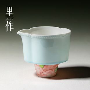 高端手绘月季 里作 花公道杯高颜值景德镇手工粉彩分茶器功夫茶具