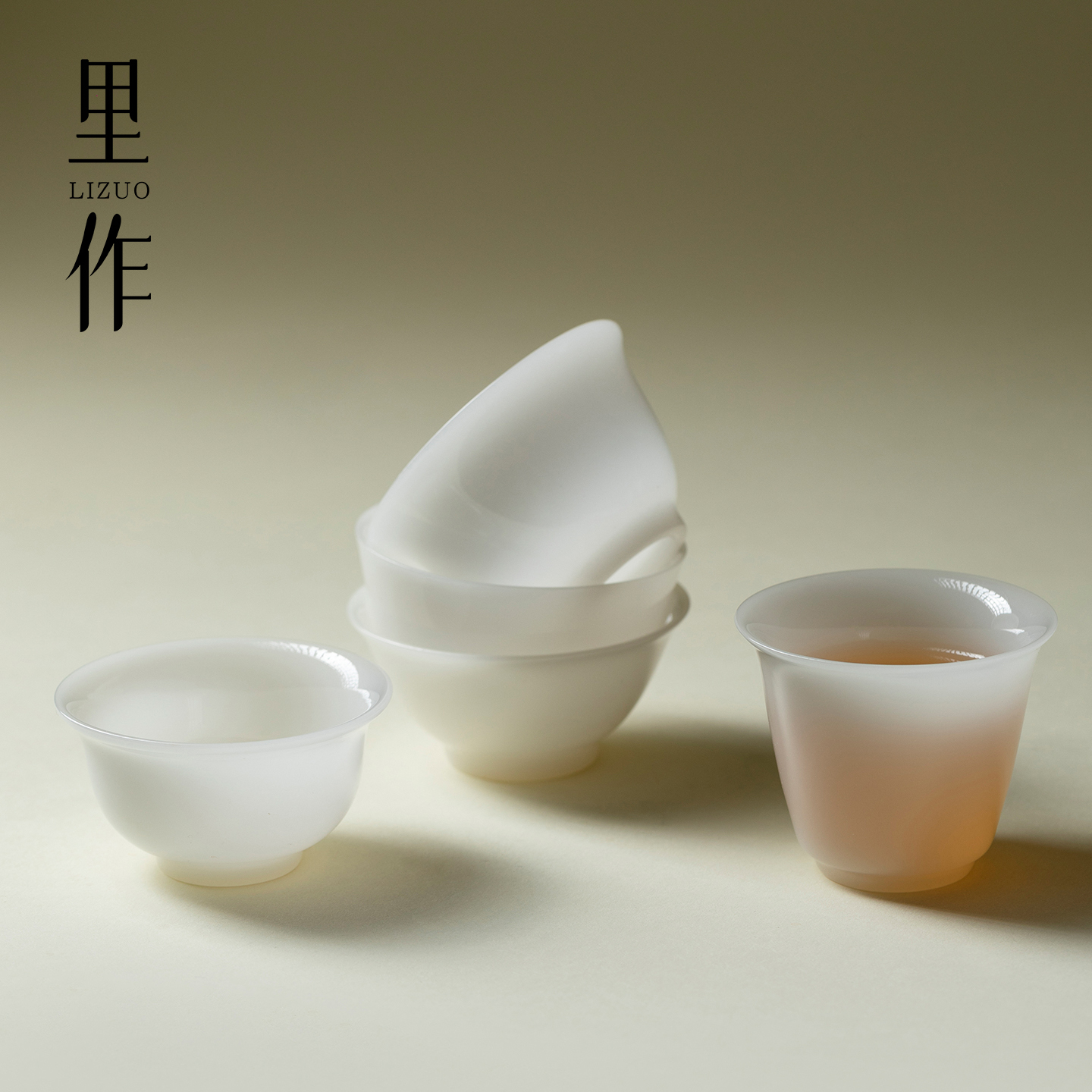 里作 冰种璞玉瓷圆口茶杯高档中国白超薄胎喝茶品茗杯闻香杯单杯