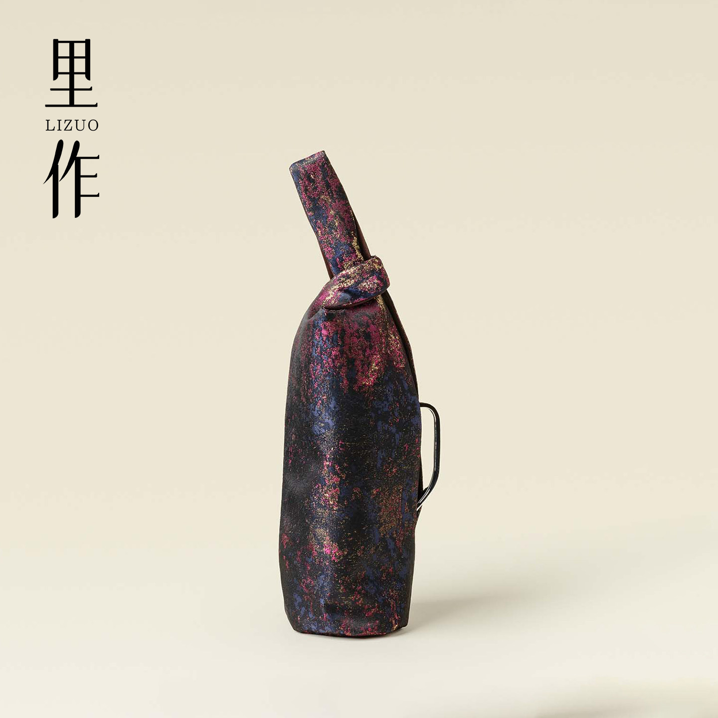 里作手工墨紫鎏金布艺传家壶袋闷茶壶收纳套户外便携保温杯袋杯套