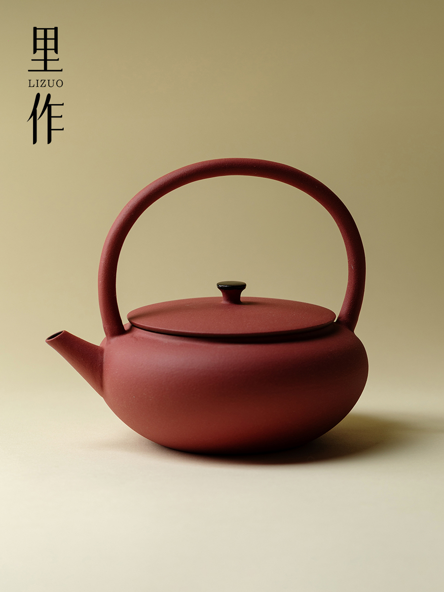 里作粗陶胭脂粉提梁壶煮茶壶家用陶瓷烧水壶泡茶壶功夫茶具煮茶器