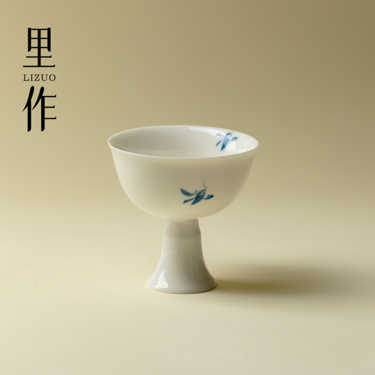 里作 手绘兰花仿宋高足茶杯精致主人杯陶瓷品茗杯功夫茶具喝茶杯