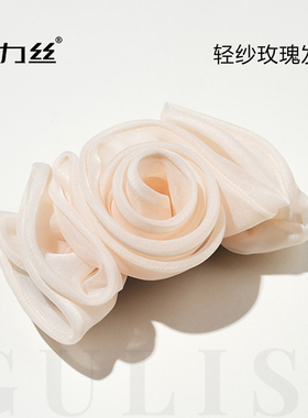 复古白色花朵发夹女后脑勺半扎发低马尾一字弹簧夹古早头花横夹