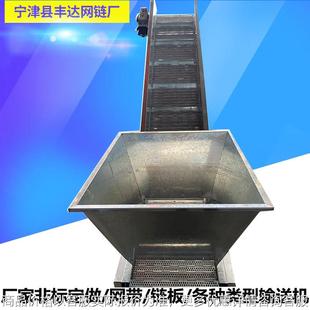 带料斗冲孔链板提升机 沙石分离清洗蔬菜带电机304不锈钢提升机