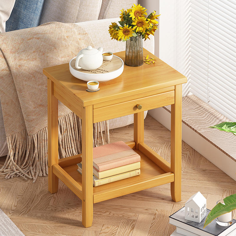 沙发边几小茶几客厅夹缝边角几带抽小户型小方桌卧室床头桌子竹木