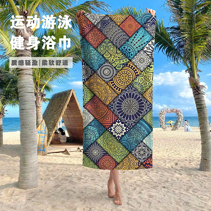 新款海边游泳沙滩巾浴巾裹巾跑步健身运动擦汗大毛巾吸水速干毛巾