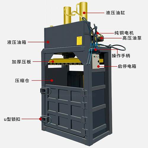 油漆桶压扁机废纸液压打包机立式废品边角料塑料瓶纸壳压块压包机