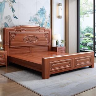 金花梨木中式床榫卯结构纯实木床1米8覆古大床1米5彷古典雕花婚床