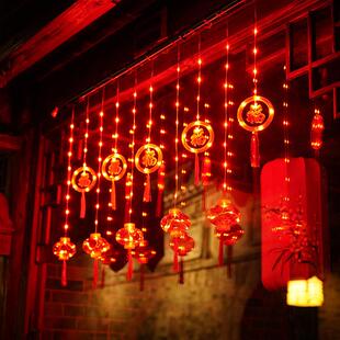 2026新年福字春节太阳能红灯笼串灯过年阳台挂饰彩灯氛围灯装饰灯