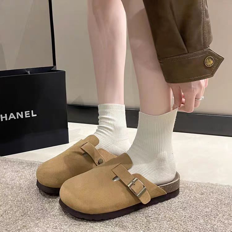 2025新款增高厚底勃肯鞋半拖女复古一脚蹬防滑防臭懒人包头拖鞋女