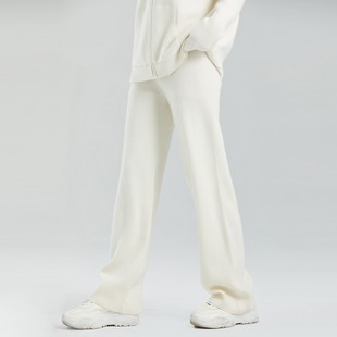 垂感保暖高腰裤 女士秋冬针织宽松阔腿休闲裤 子 100%小山羊绒 东黎