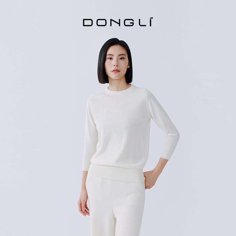 东黎100%小山羊绒七分袖打底衫