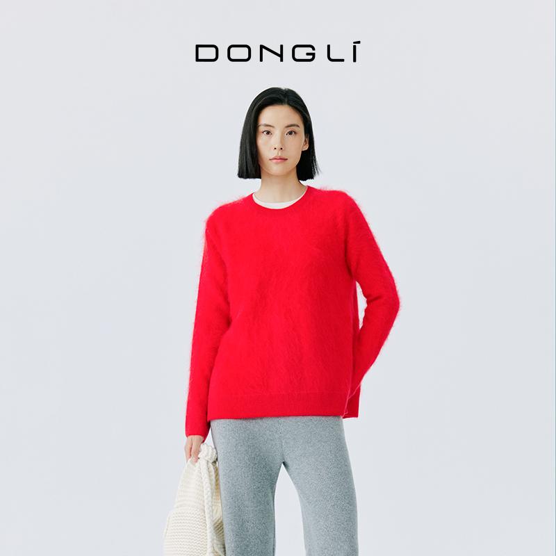 东黎100%山羊绒拉绒圆领套头衫