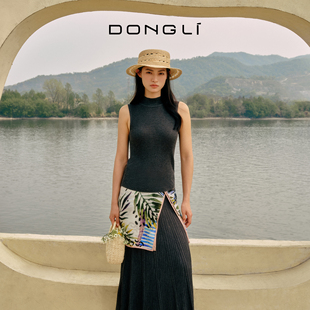 丝绒款 针织半高领羊绒背心打底衫 草木生 精纺女士无袖 夏季 东黎