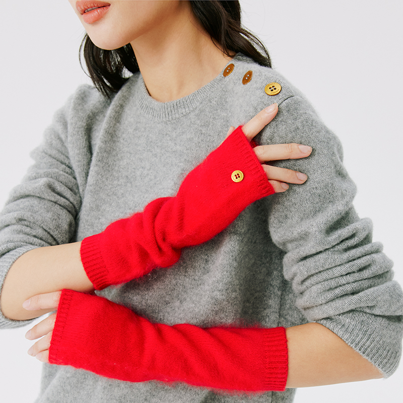 东黎100%山羊绒拉毛手套