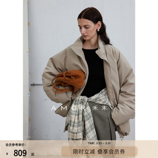 冬日暖绒 AMOR禾末 95白鸭绒软壳立领轻薄羽绒服女 博主同款