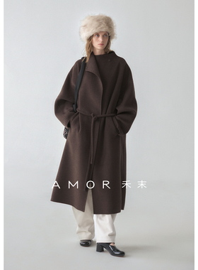 AMOR禾末“浅冬叙事” 山羊绒澳洲美利奴羊毛廓形双面呢系带大衣