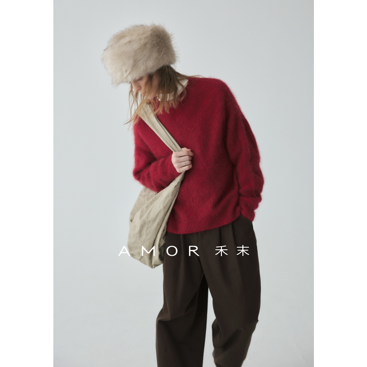 “朦胧光晕”100羊毛新年红毛衣