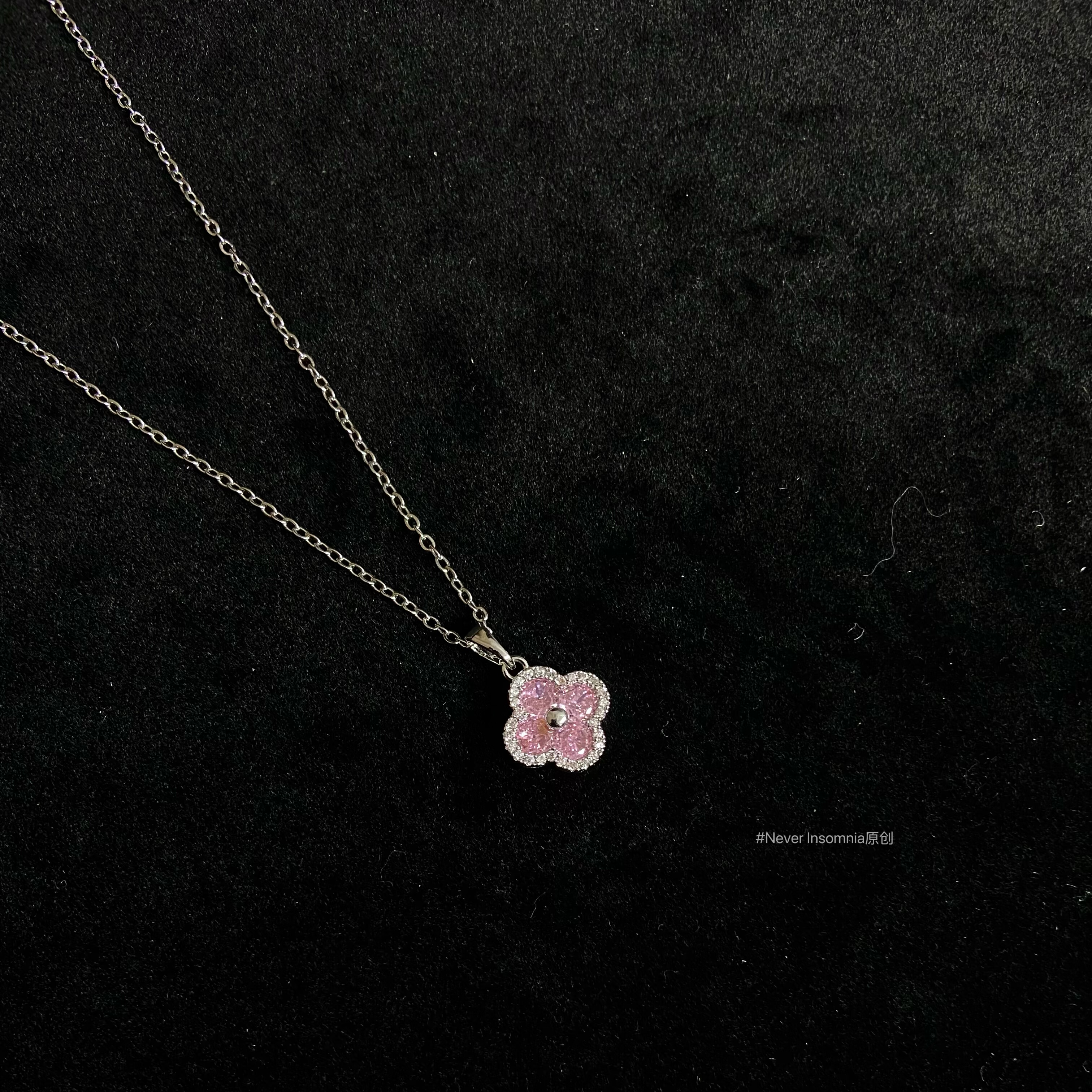 Never Insomnia原创. Four snowflake项链.樱粉