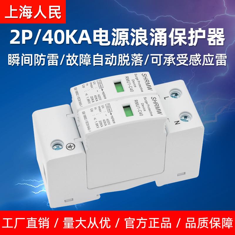 浪涌保护器单相光伏2P家用电源防雷器三相2P40KA电涌模块
