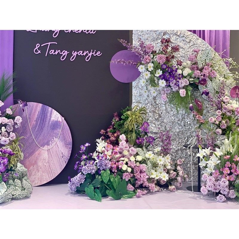 网红高级黑紫色小场景婚礼订婚宴布置酒店舞台背景墙KT板材料定制,节庆用品/礼品,装扮布置套餐,淘宝优惠券,粉丝福利购,淘宝优惠卷