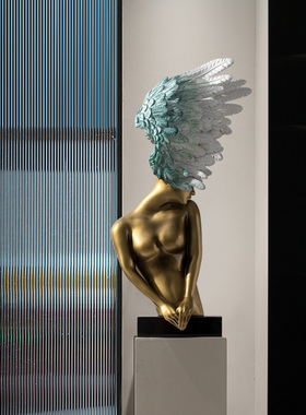 天使女孩艺术雕塑创意人物摆件样板间客厅酒店大堂设计师软装饰品
