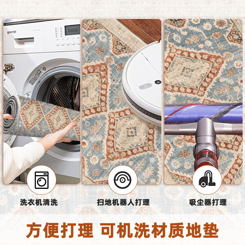 阳台长条地毯家用tpr水洗底可折叠防滑脚垫子飘窗垫加厚床边毯子