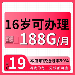 65岁电话卡流量卡纯流量全国通用未成年纯上网卡流量卡16可办