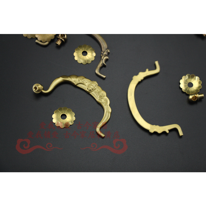 仿古纯铜书柜抽屉雕花龙蝠拉手五斗橱铜把手仿古写字台梳妆台拉手