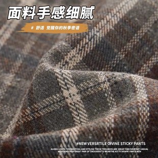 加绒毛呢格子裙女秋冬2024新款 红色格子包臀半身长裙 高腰a字修身