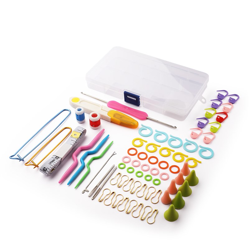 朗恩 手工的钩针编织DIY工具盒全套小工具针线盒有剪刀尺子包套装