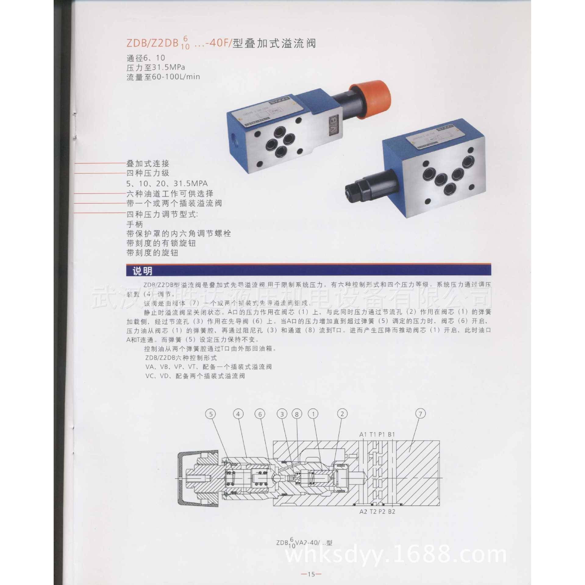 叠加式溢流阀ZDB6VP2-30-31.5ZDB10VP2-30-31.5ZDB6VAZDB10VB