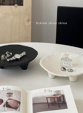 枝悟 不规则圆形陶瓷收纳盘 ins桌面香薰首饰展示盘 玄关置物摆件