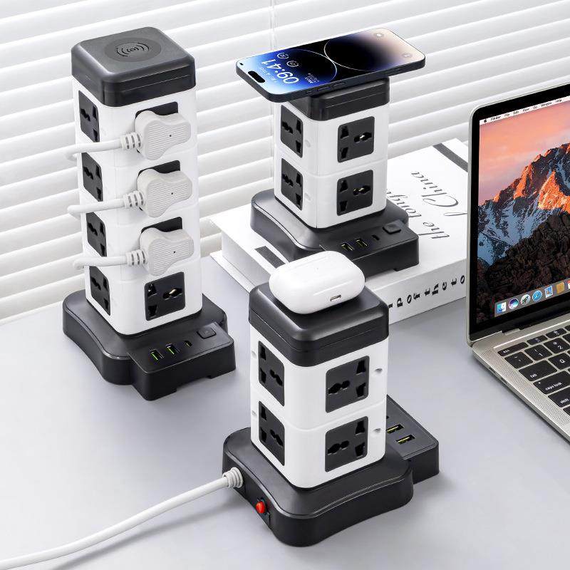 香港版英规插排美标欧标台湾拖插线板多功能立式塔型插座无线充电