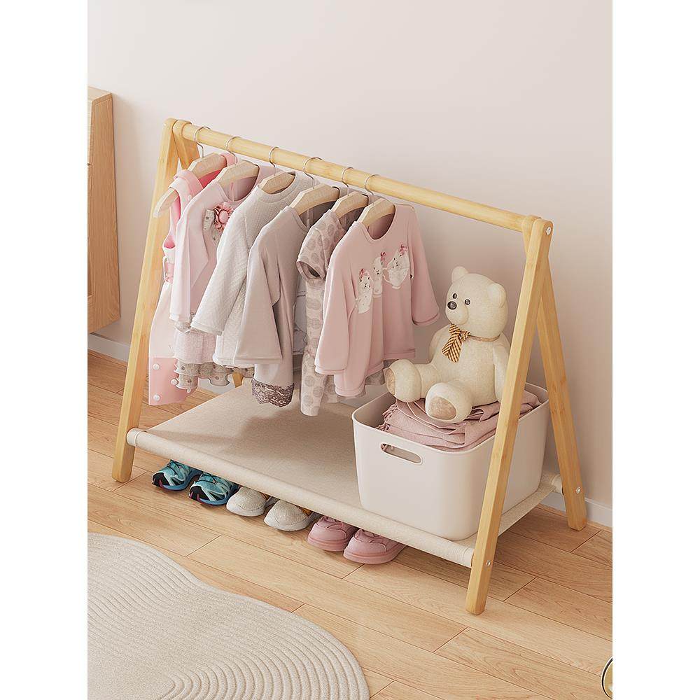 幼儿园简易儿童落地挂衣架宝宝矮款衣帽架卧室飘窗迷你小型晾衣架