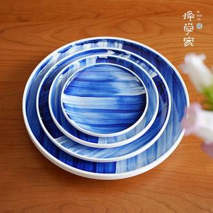 碗盘乔迁送礼 择学家 蓝印 手绘釉下青花餐具套装 家用碗碟组合中式