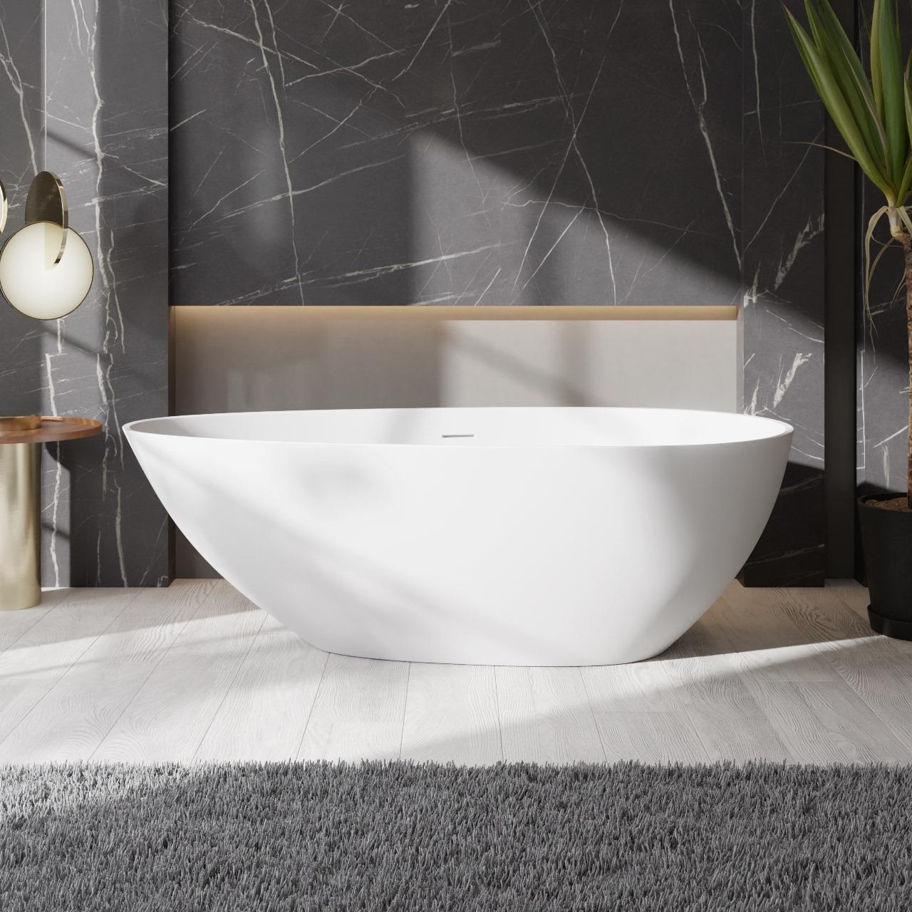 魅生PMMA高分子人造石浴缸民宿酒店浴缸工程鹅卵形独立式家用浴缸