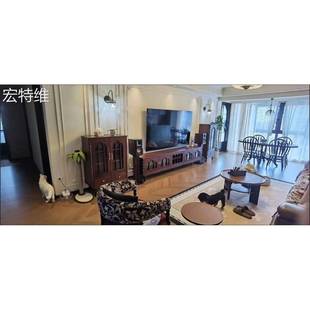 宏特维九曲家具 法式 复古实木电视柜客厅小户型电视柜储物柜家用落地款