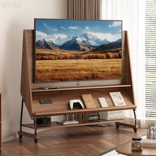 客厅家用小户型收纳储物一体电视支架 宏特维实木可移动电视机柜2025新款