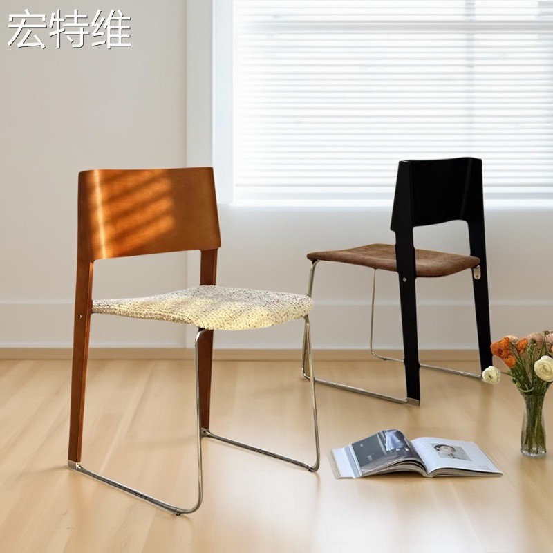 餐椅中古靠背包豪斯家用休闲椅简约软包设计师轻奢化妆椅洽谈椅子