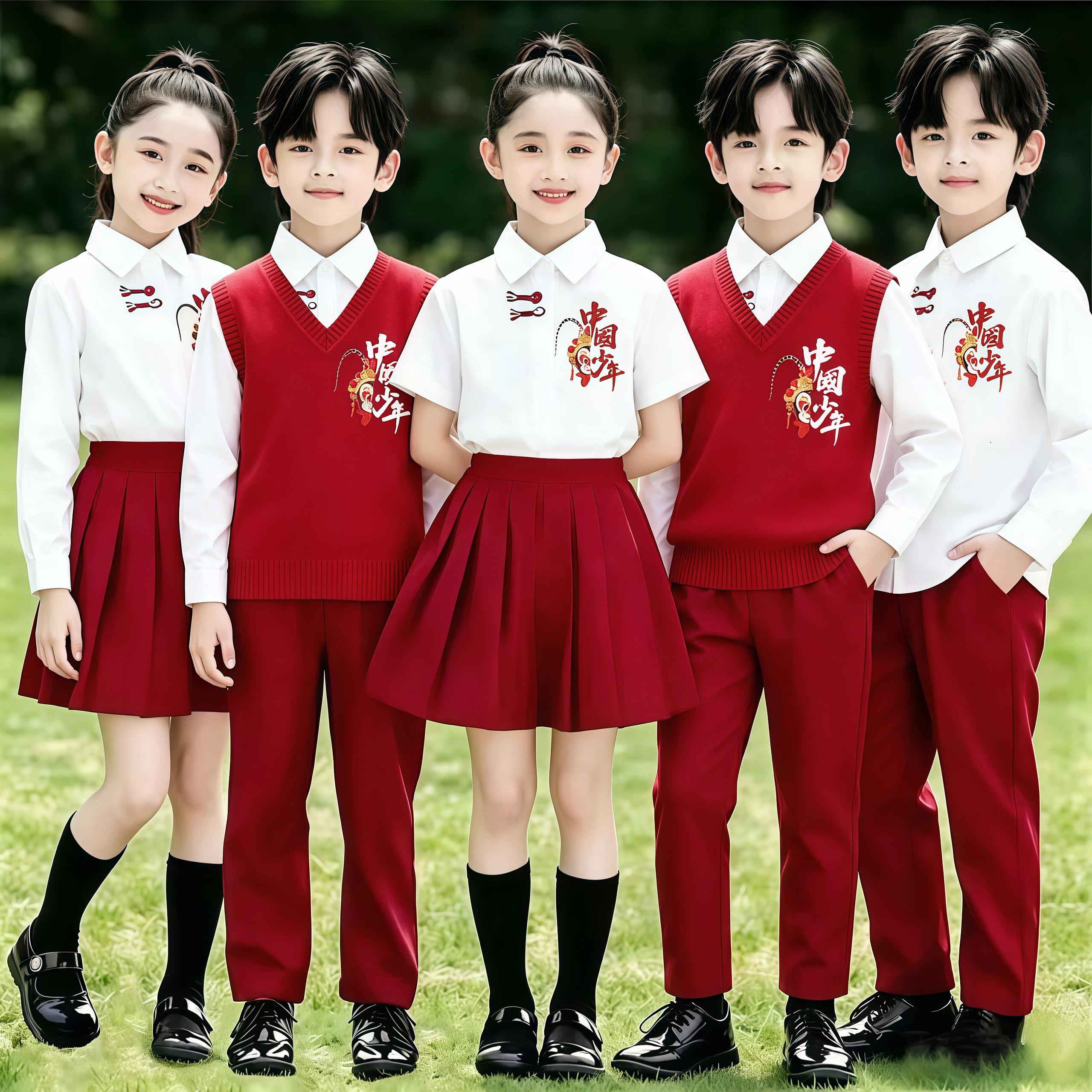 儿童合唱演出服中小学生红歌比赛朗诵表演服幼儿园毕业照班服套装