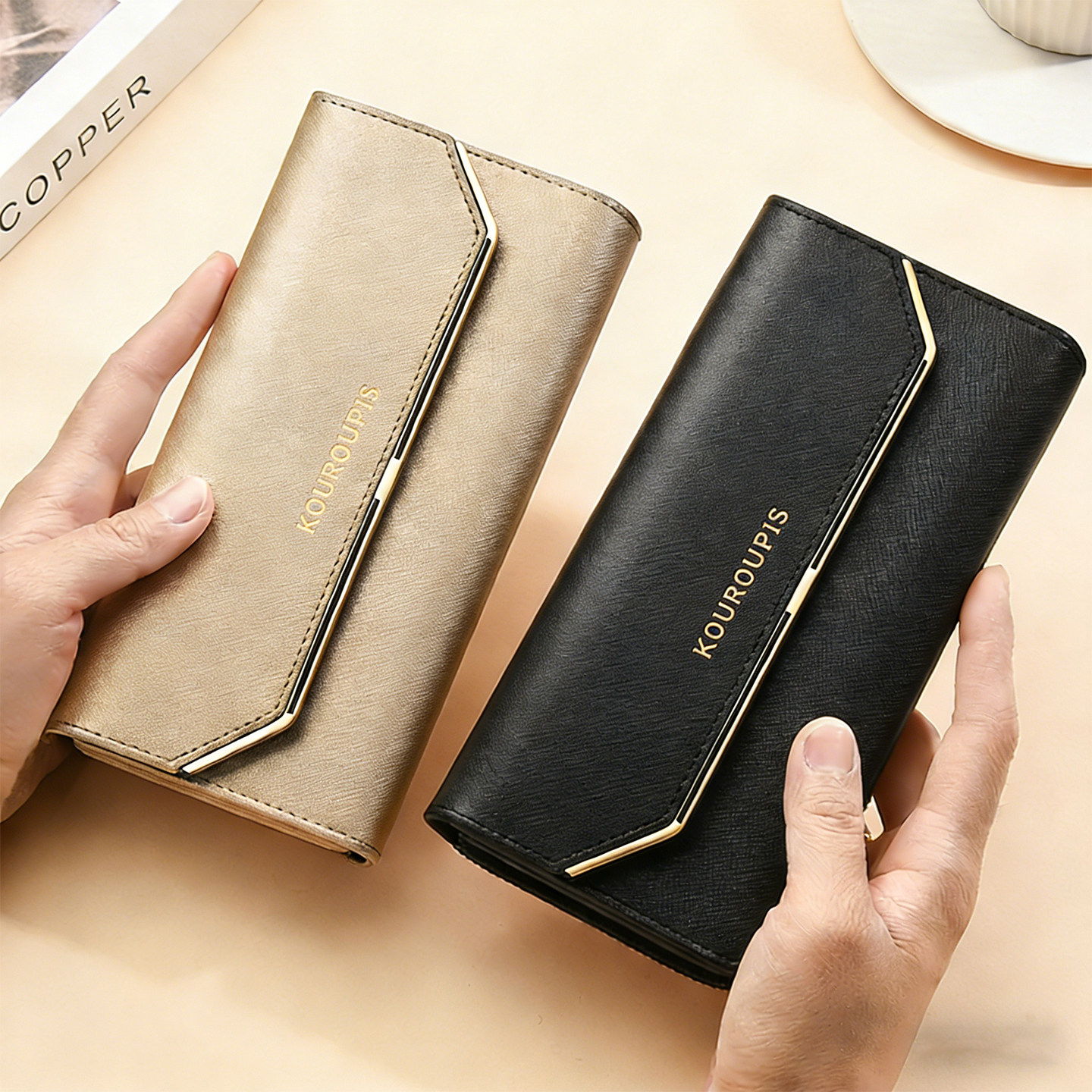 钱包女长款三折2025新款时尚百搭皮夹高级感小众卡包大容量手拿包,箱包皮具/热销女包/男包,钱包,淘宝优惠券,粉丝福利购,淘宝优惠卷