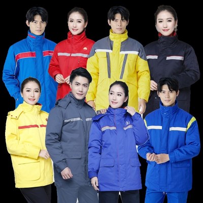 七色领加油站工作服秋冬装防静电服加气站中石油石化海油棉衣套装