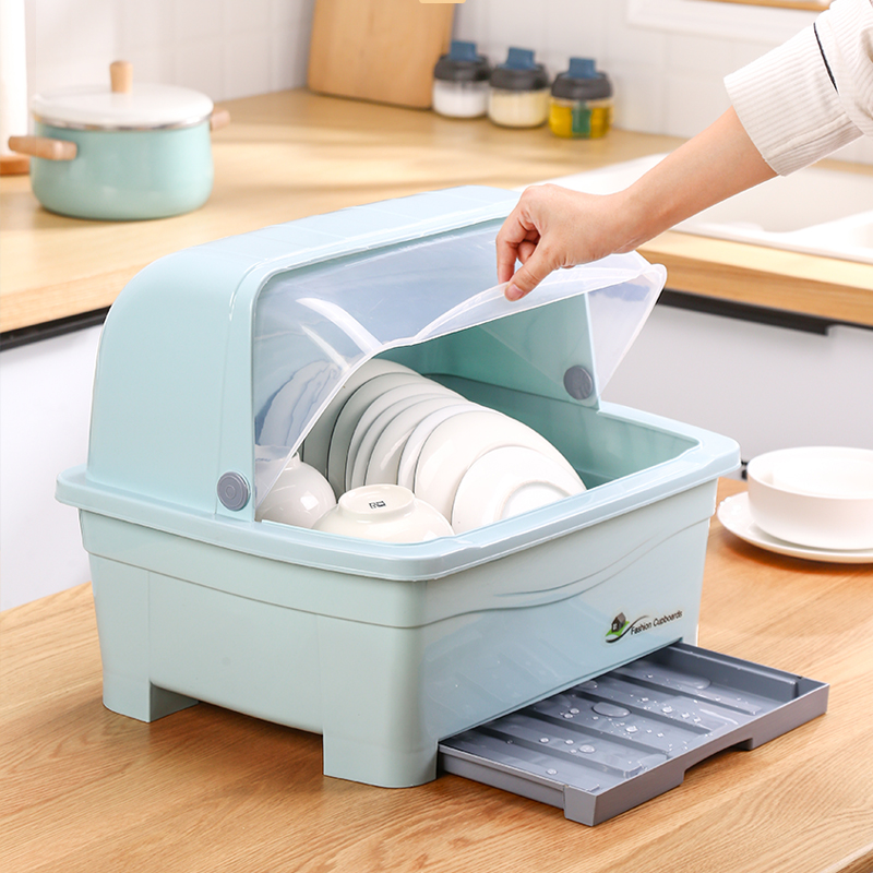 碗柜塑料厨房放碗架沥水架装碗筷家用碗碟收纳盒餐具带盖箱置物架