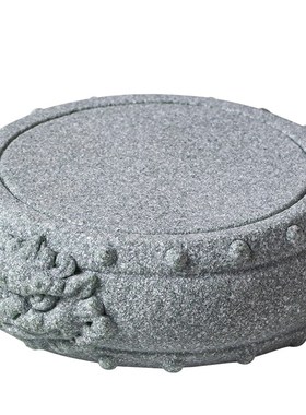 中式麒麟兽首石鼓盖置茶宠摆件垫底杯垫底座配件客厅桌面造景装饰