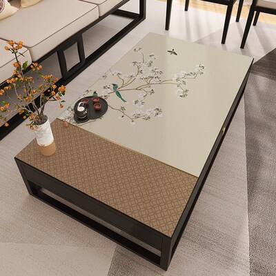 新中式古风桌布中国风皮革茶几餐桌垫高级感防水防油免洗台布盖布