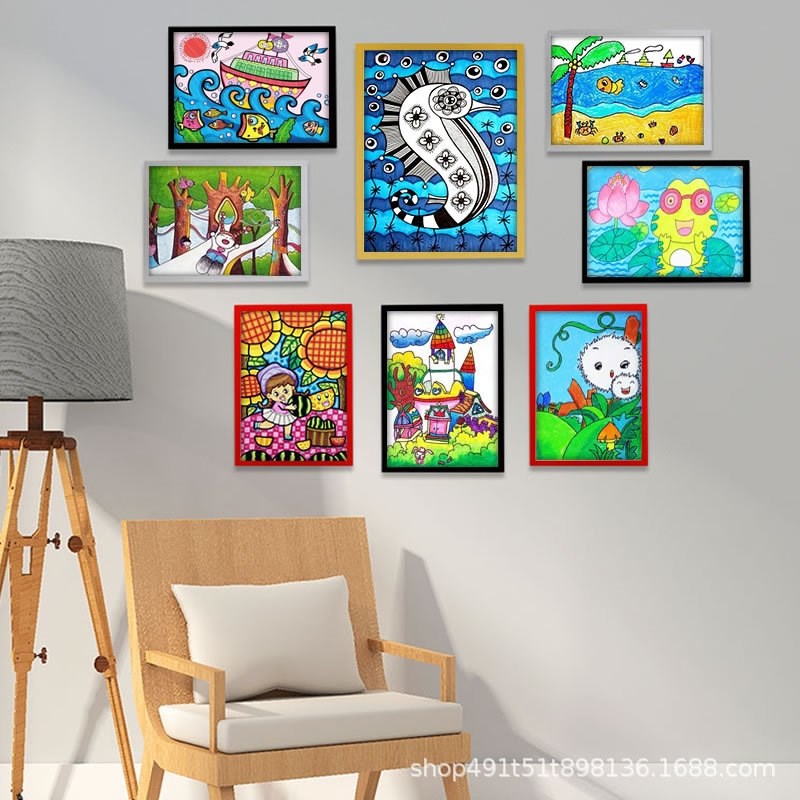 16开8开4K儿童磁吸画框 a3A4磁性相框素描画框挂墙免钉奖状保护套