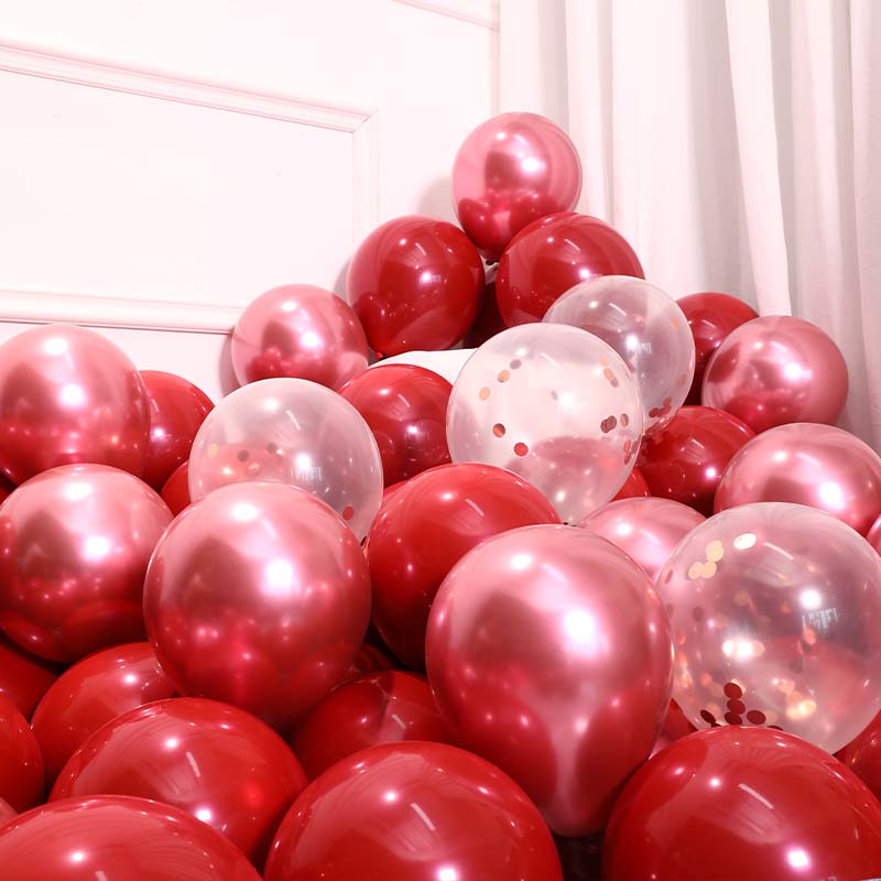 结婚红求婚房气球花朵装饰品室内生日订婚宴客厅拍照场景布置全套