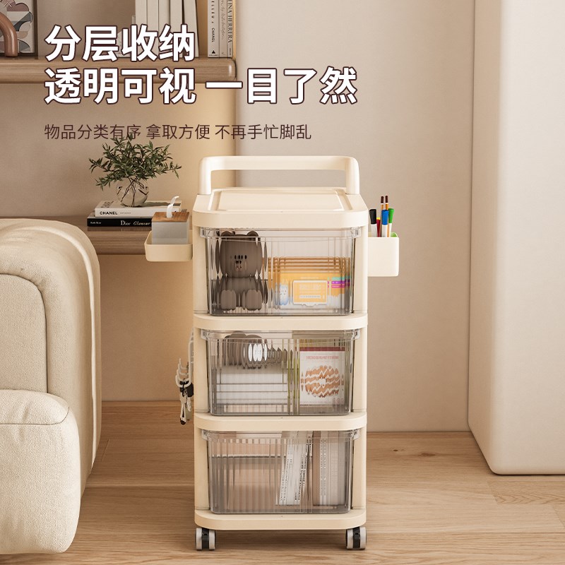 抽屉式家用桌下零食玩具储物柜收纳柜移动分层小推车免安装置物架