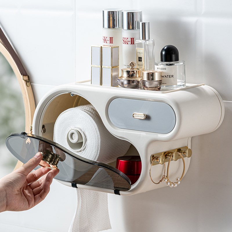 卫生间洗脸巾收纳盒壁挂式 轻奢置物架厕所纸巾盒抽纸盒家用